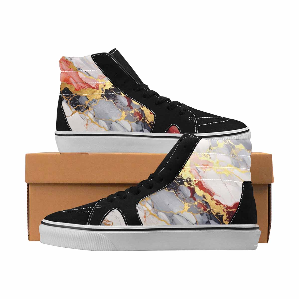MEN'S Marble High Top Canvas Wearable Art Dark Academia Shoes