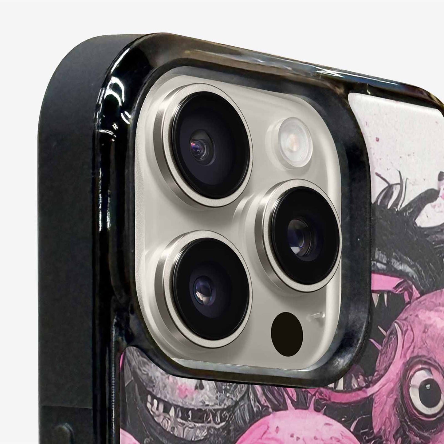 iPhone 15 Pro Max Case — Monsters General Black Pink Ink Cartoon, Custom Phone Case