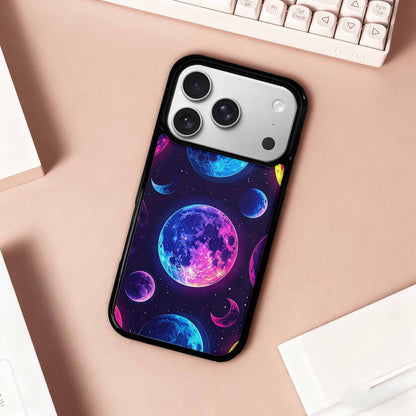 iPhone 17 Pro Case — Neon Winter Moon Seamless Cartoon Cute, Custom Printed Phone Case
