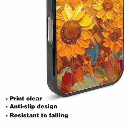 iPhone 15 Pro Max Case — Impressionist Sunflower Brushstroke Pattern Hundreds Of, Custom Designed Case Cover