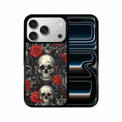iPhone 17 Pro Case — Skulls Roses Fine Line Gothic Skulls, Custom Art Phone Cover