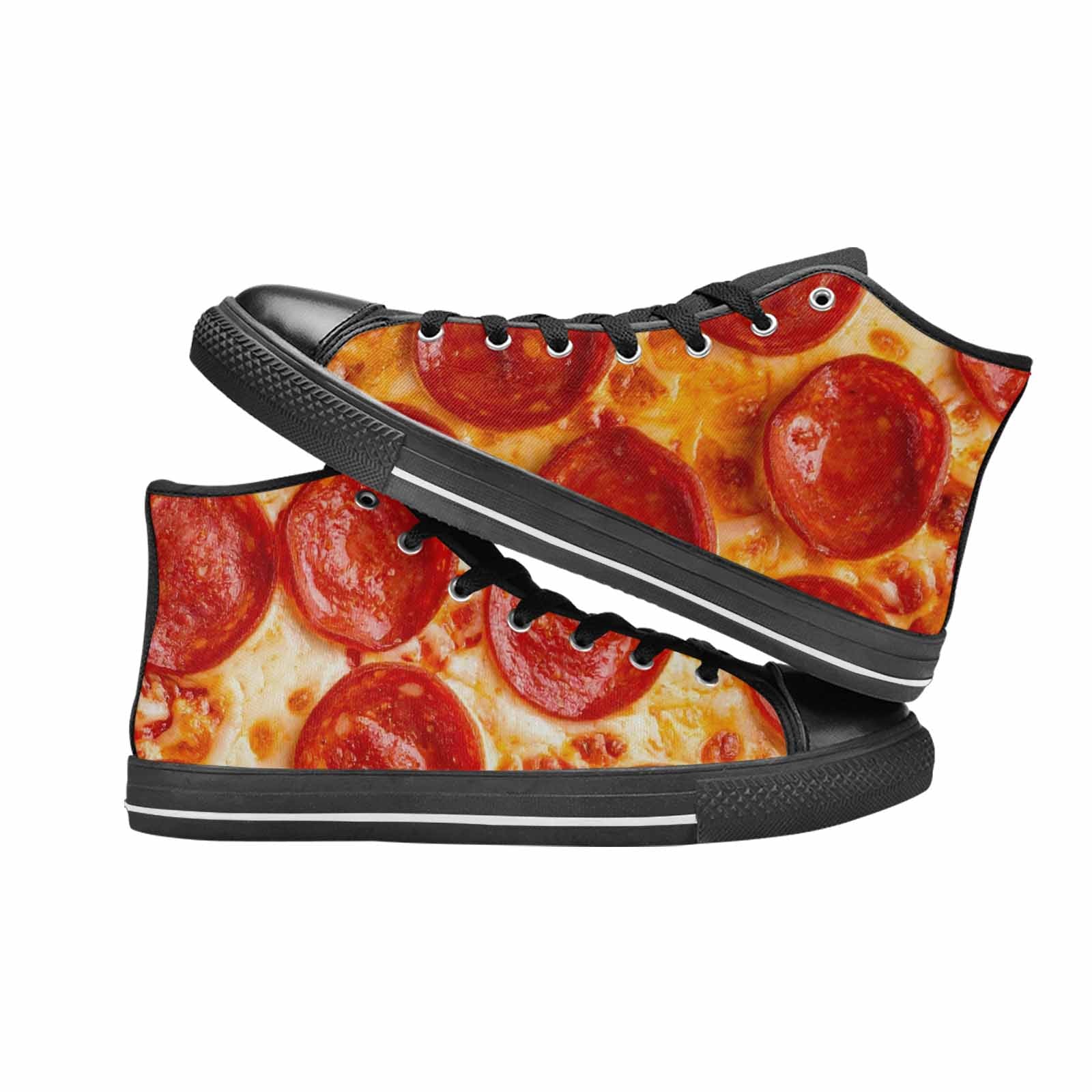 WOMEN'S Pepperoni Pizza Print High Top Canvas Dark Academia Shoes
