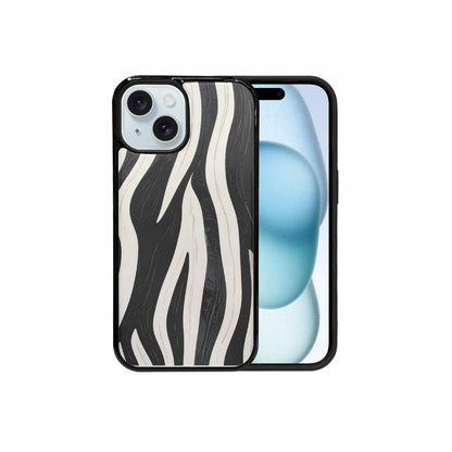 iPhone 15 Case — Modern Zebra Stripe Print Crisp Black, Custom Made Phone Cover