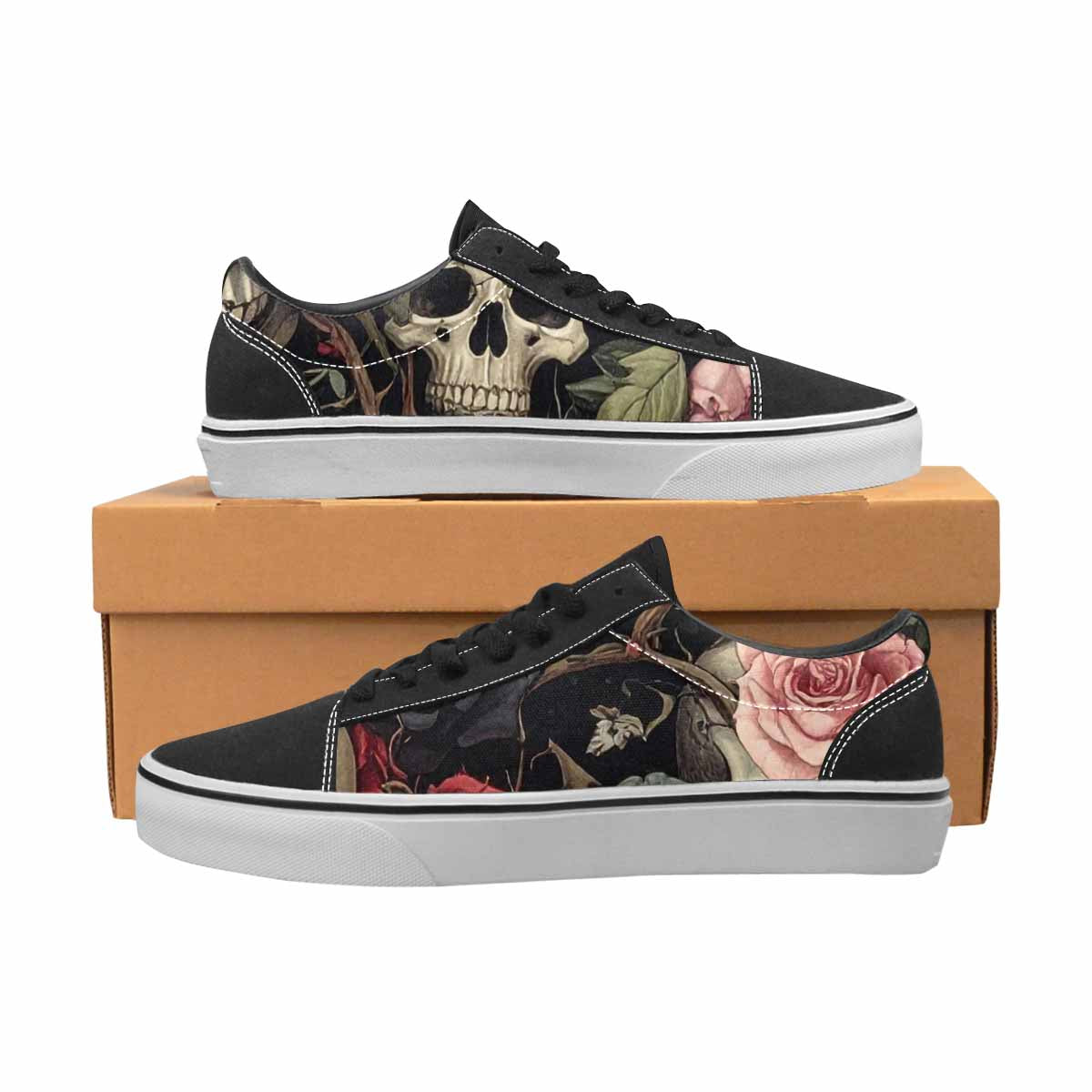 MEN'S Skulls - Roses Canvas Lace-Up Cottagecore Sneakers