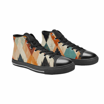 WOMEN'S Southwestern Geometric Diamond High Top Canvas Wallpaper Art Custom Sneakers