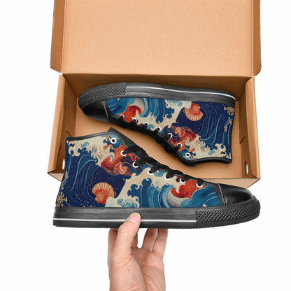 WOMEN'S Ocean Wave High Top Canvas Vibrant Chaos Custom Shoes