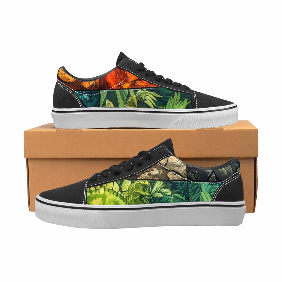 WOMEN'S Dinosaur Silhouette Canvas Lace-Up Cottagecore Custom Shoes