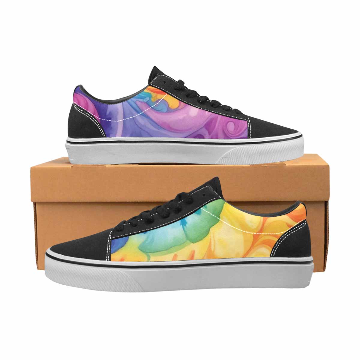 WOMEN'S Tie Dye Swirls Tie Lace-Up Canvas Vivid Custom Sneakers