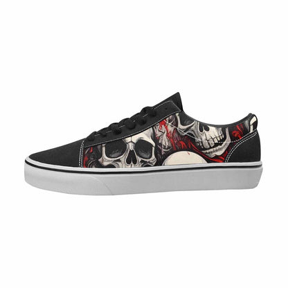 WOMEN'S Skulls Black & Red Ink Canvas Personalized Vibrant Chaos Original Art Sneakers