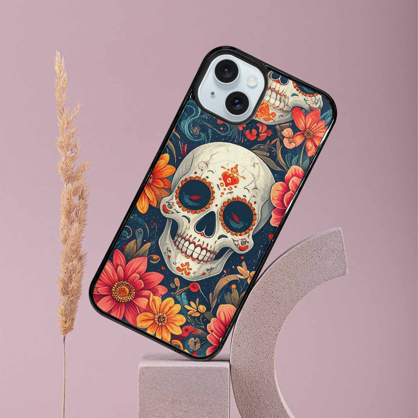 iPhone 15 Plus Case — Marble Skull Custom Personalized Phone Cover, Personalized Phone Case