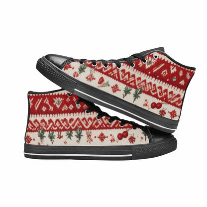 WOMEN'S Christmas Holly Snowflake High Top Canvas Vibrant Chaos Custom Shoes