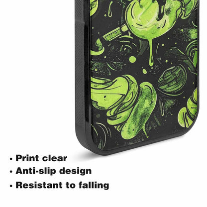 iPhone 15 Plus Case — Ice Cream Motif Black Green Ink, Custom Phone Case