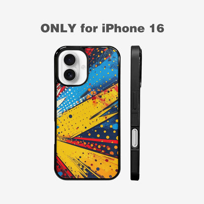 iPhone 16 Case — Comic Halftone Comic Bursts Pattern Hundreds, Original Design Phone Case