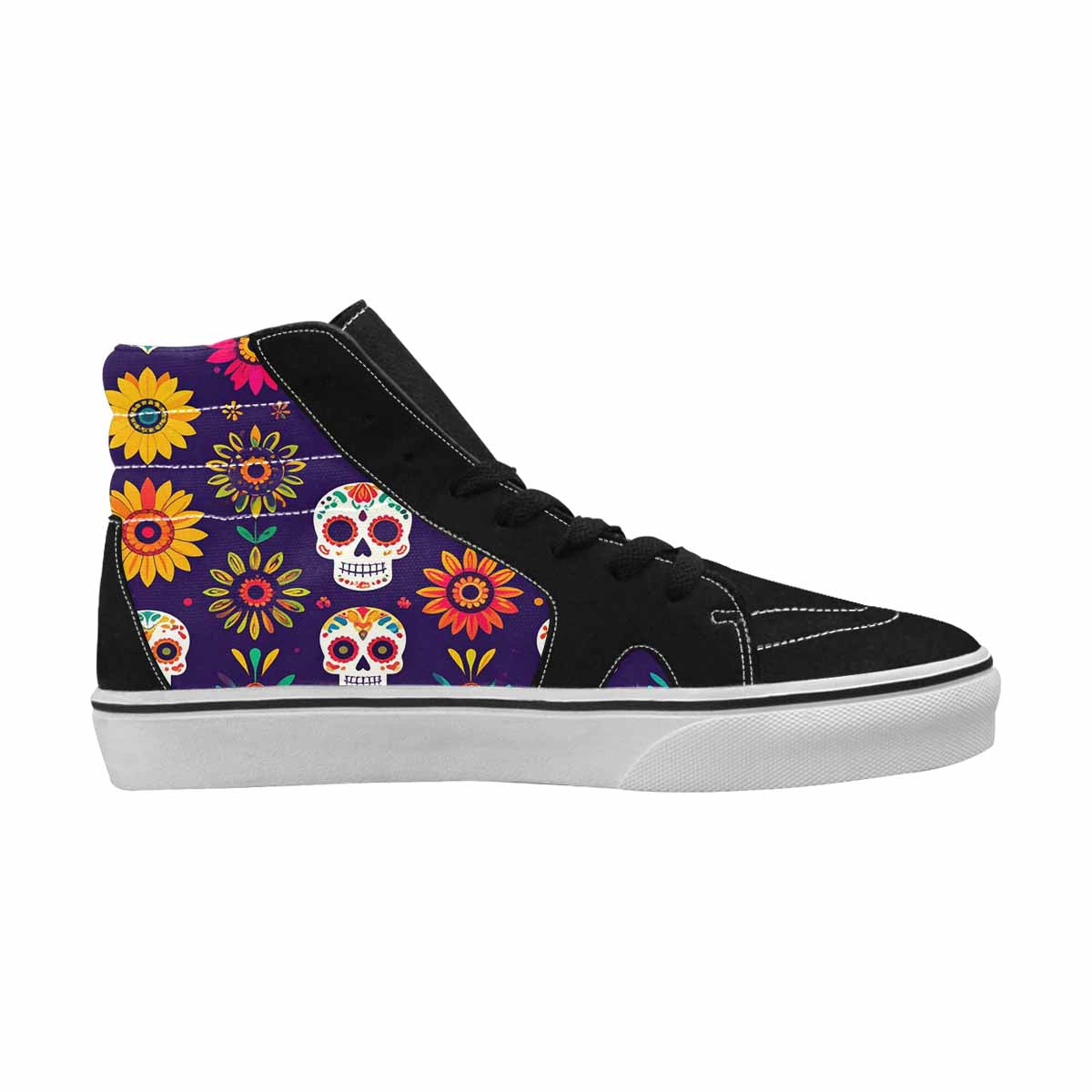MEN'S Sunflowers And Skulls High Top Canvas Cottagecore Sneakers