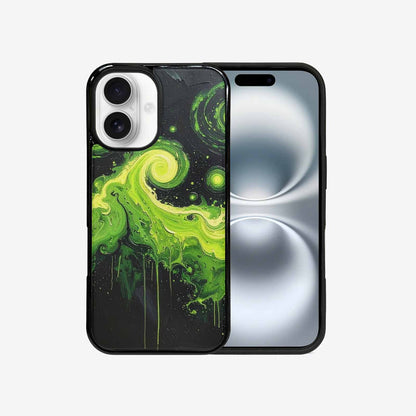 iPhone 16 Case — Melting Galaxy Acid Green, Personalized Phone Case