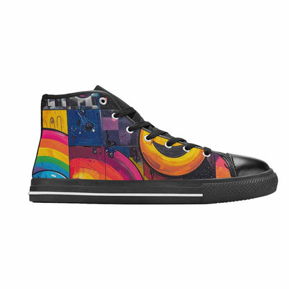 MEN'S Yellow Smiley Face High Top Canvas Dreamcore Custom Shoes