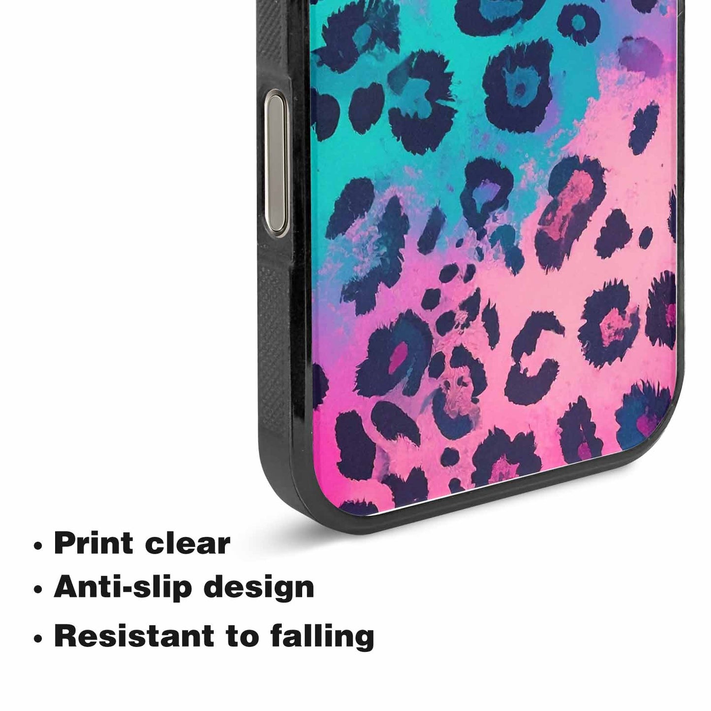 iPhone 15 Pro Max Case — Leopard Neon Pink Teal Airbrush, Custom Designed Case Cover