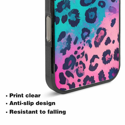 iPhone 15 Pro Max Case — Leopard Neon Pink Teal Airbrush, Custom Designed Case Cover