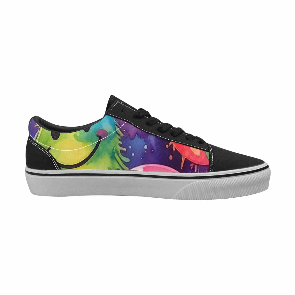 WOMEN'S Smiley Facessmiley Faces  Lace-Up Canvas Kaleidoscope Sneakers
