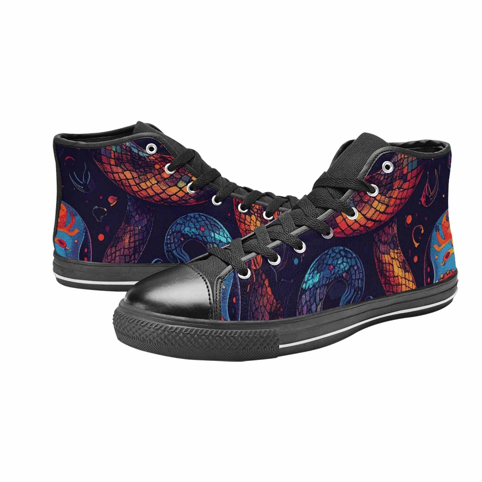 WOMEN'S Snake Skulls Print High Top Canvas Dark Academia Custom Sneakers
