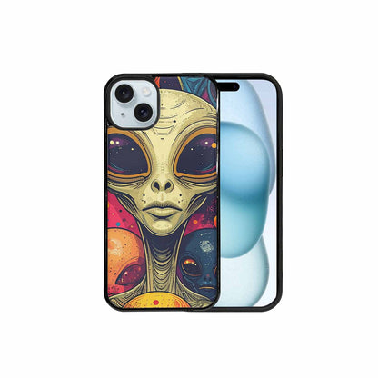 iPhone 15 Plus Case — Alien Ufo Cartoon Art Pattern Groovy, Personalized Phone Case