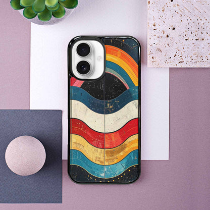 iPhone 16 Case — Retro Wave Scallop Stripe Small Wavy, Custom Designed Case Cover