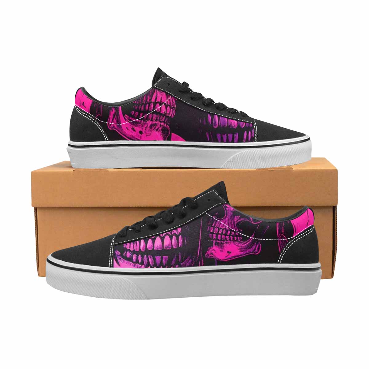 WOMEN'S Pink + Purple Skeletons Lace-Up Canvas Dreamcore Custom Shoes