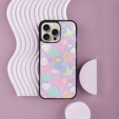 iPhone 16 Pro Max Case — Cute Kawaii Style Generic Icons Stars, Custom Designed Case Cover