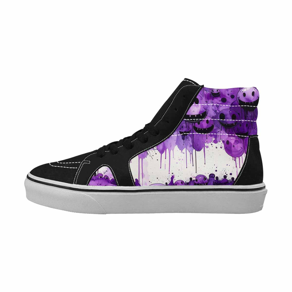 MEN'S Melting Moon Smiley High Top Canvas Surreal Custom Shoes