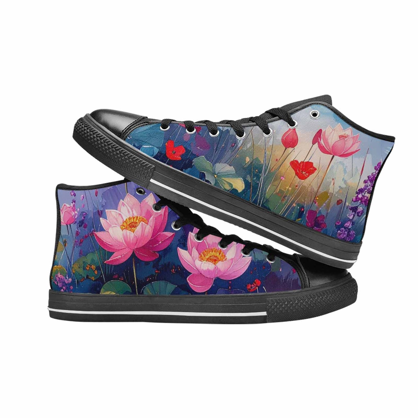 WOMEN'S Monet-Style Impressionist Water High Top Canvas Aesthetic Sneakers