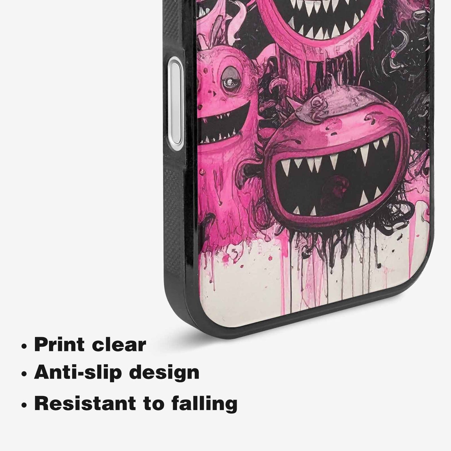 iPhone 16 Plus Case — Monsters General Black Pink Ink Cartoon, Custom Printed Phone Case