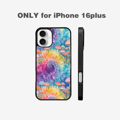 iPhone 16 Plus Case — Mushrooms Tie Dyemushrooms Pat 9i2, Custom Print Case Cover