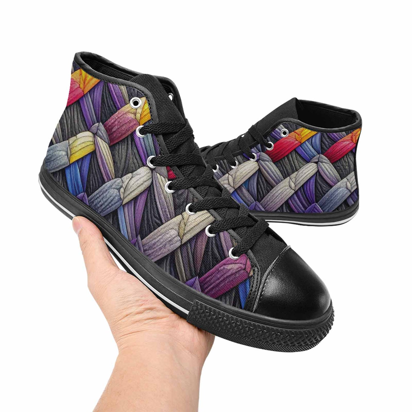 MEN'S Asexual Flag Color High Top Canvas Neon Fantasy Custom Sneakers