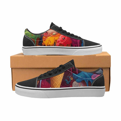 WOMEN'S Melting Ice Cream Monster Lace-Up Canvas Melting Art Custom Sneakers