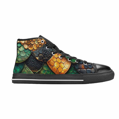 MEN'S Snake Skin Reptile High Top Canvas Vivid Custom Sneakers