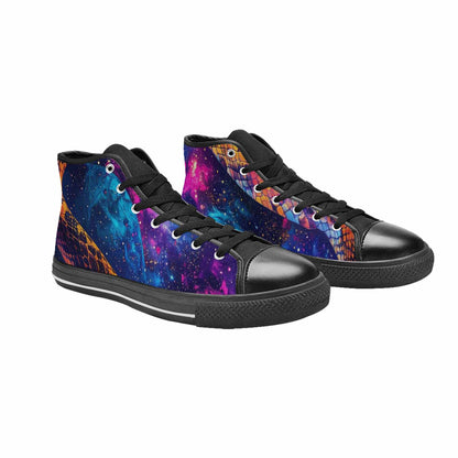 WOMEN'S Galaxy Snake Print High Top Canvas Surreal Sneakers