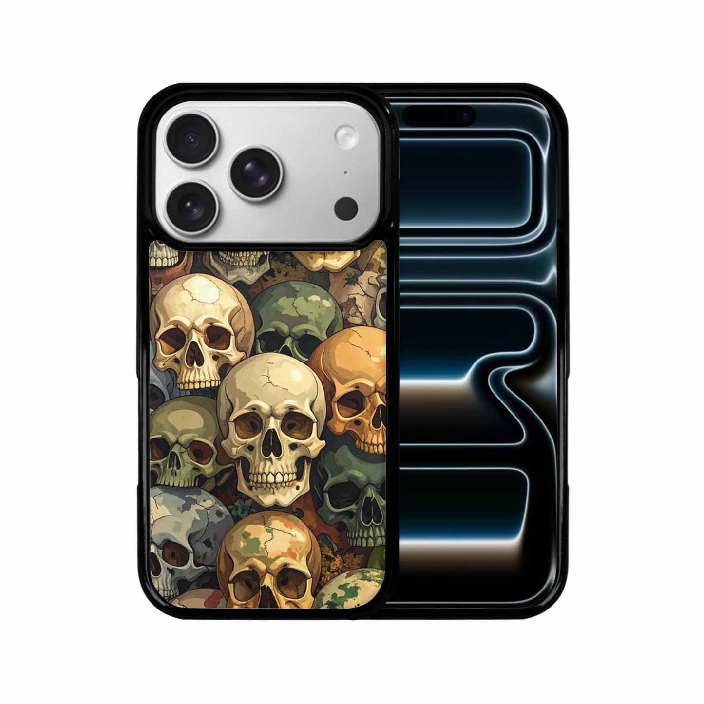 iPhone 17 Pro Case — Skulls Camo Skulls Pattern Hundreds Gothic, Customized Protective Case