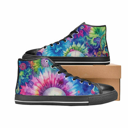 WOMEN'S Tie Dye Skulls Print High Top Canvas Y2K Custom Sneakers