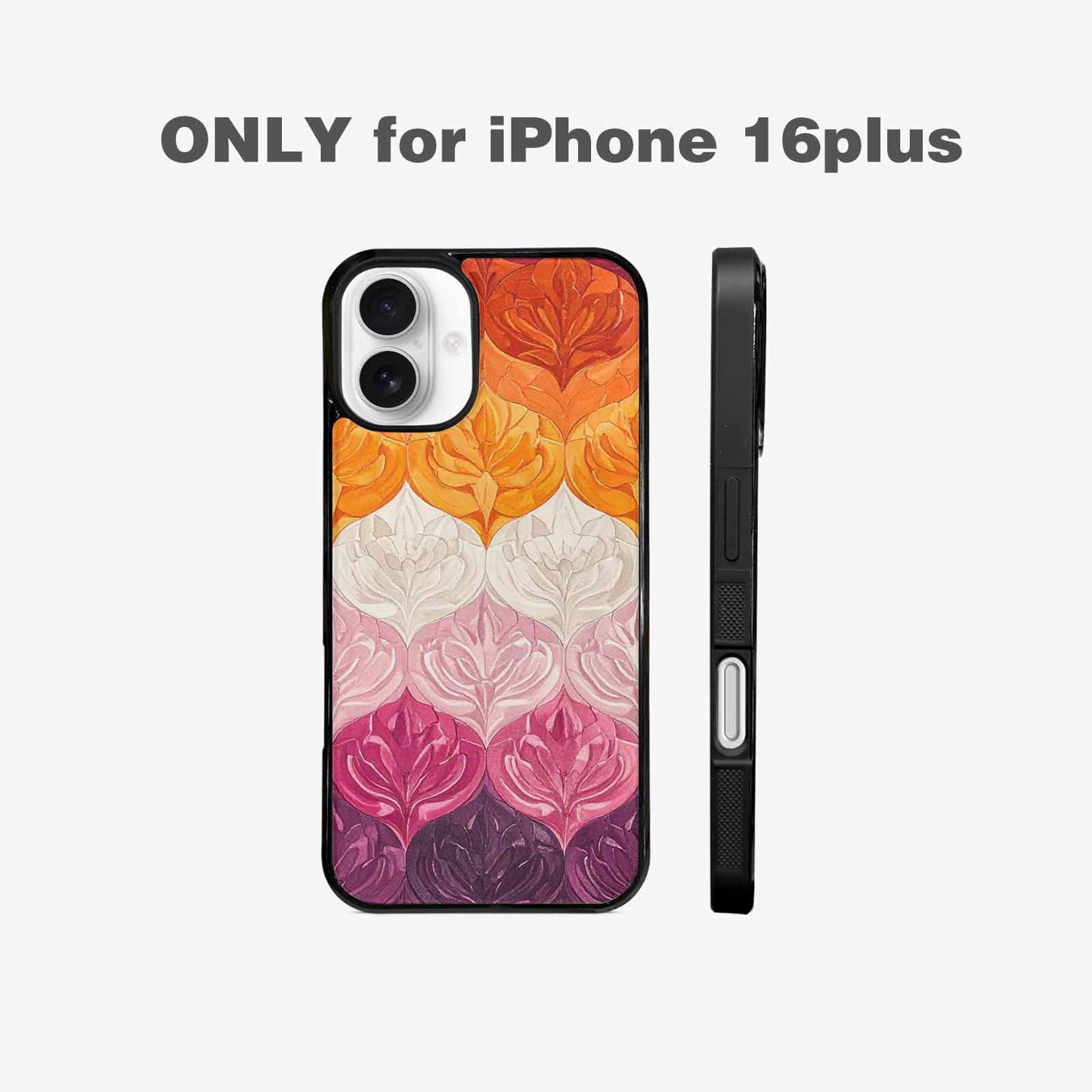 iPhone 16 Plus Case — Lesbian Flag Color Theme Small Rainbow, Original Design Phone Case
