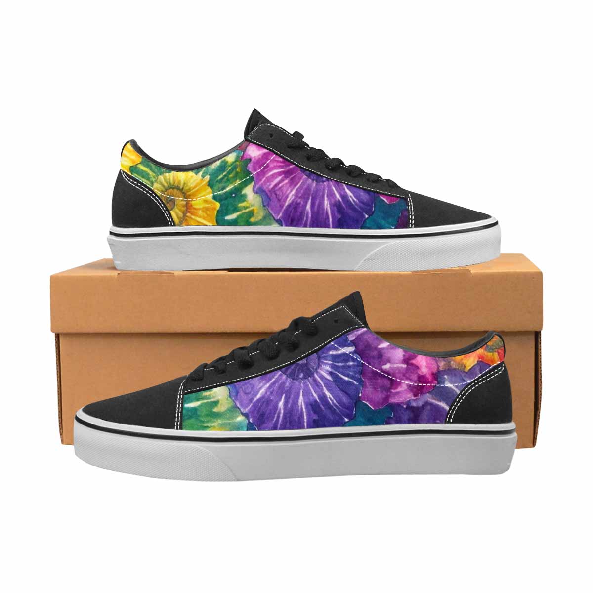 MEN'S Tie Dye Swirl Canvas Lace-Up Dark Academia Custom Sneakers