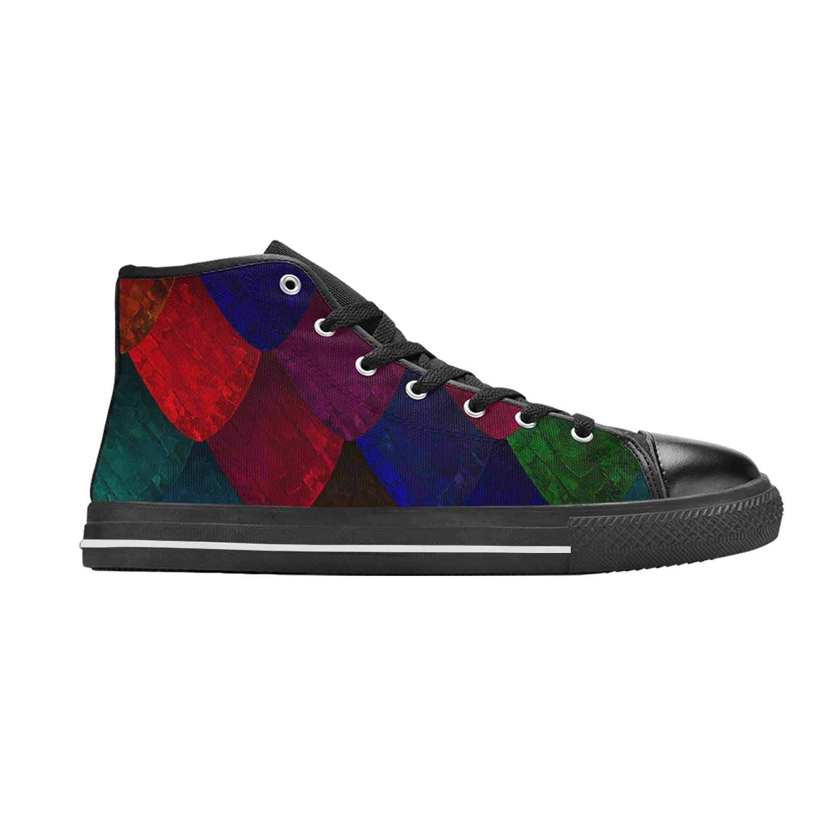WOMEN'S Dark Snake Print High Top Canvas Vibrant Chaos Custom Shoes