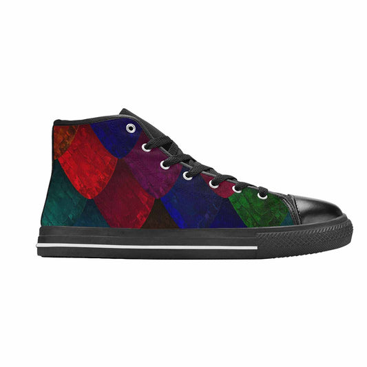 WOMEN'S Dark Snake Print High Top Canvas Vibrant Chaos Custom Shoes