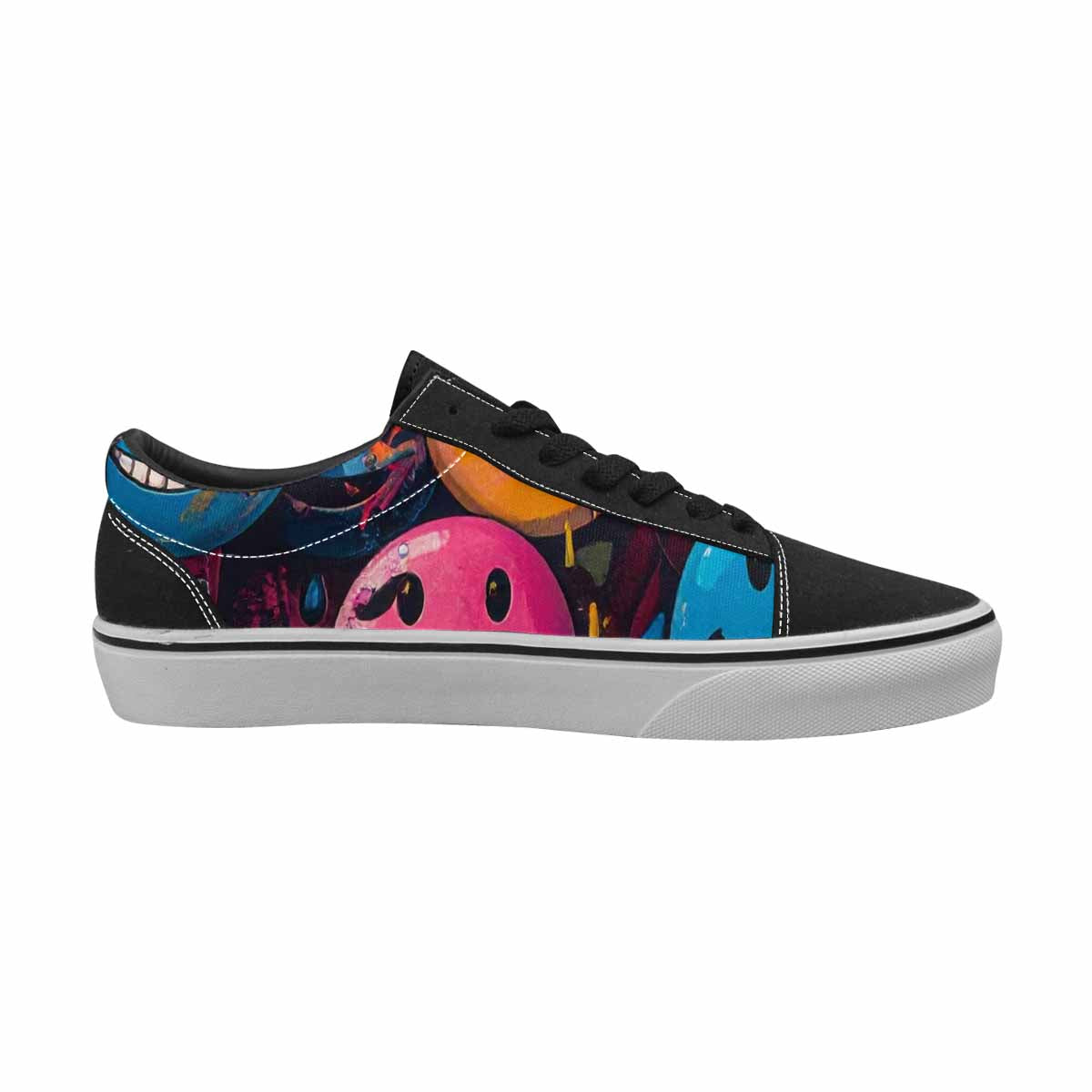 WOMEN'S Smiley Faces Lace-Up Canvas Grunge Custom Shoes