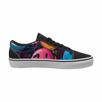 WOMEN'S Smiley Faces Lace-Up Canvas Grunge Custom Shoes