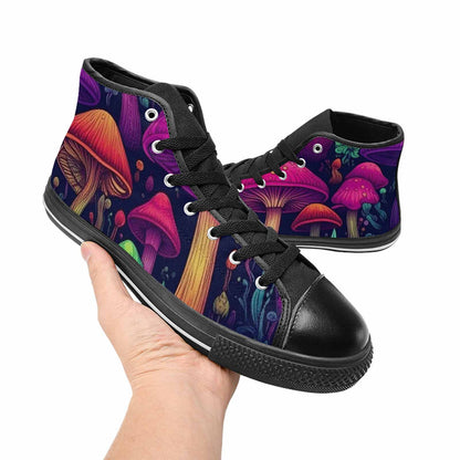 MEN'S Psychedelic Mushroom High Top Canvas Cottagecore Custom Sneakers