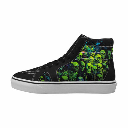 MEN'S Skeletons × Neon Green High Top Canvas Melting Art Sneakers