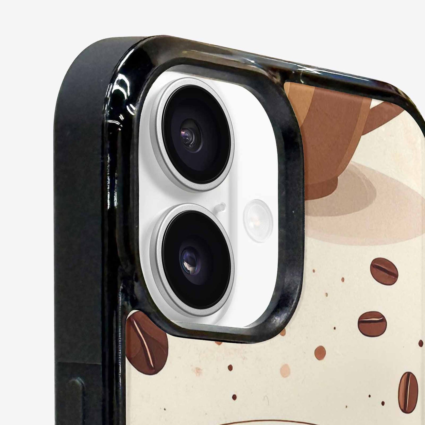 iPhone 16 Plus Case — Coffee Cup And Bean Pattern Seamless, Custom Printed Phone Case