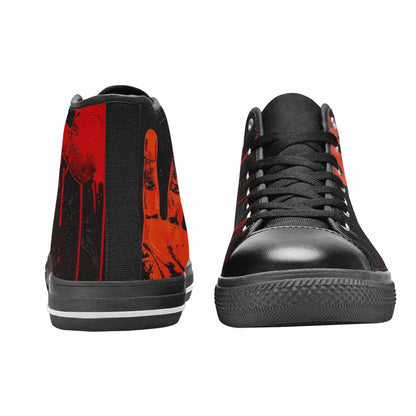 MEN'S Halloween Splatter Handprint High Top Canvas Vibrant Chaos Custom Sneakers