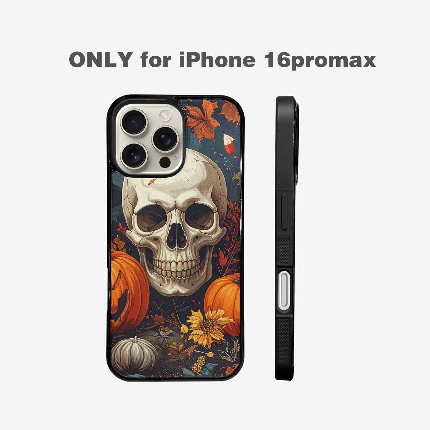 iPhone 16 Pro Max Case — Halloween Skulls Pumpkins Custom, Custom Printed Phone Case