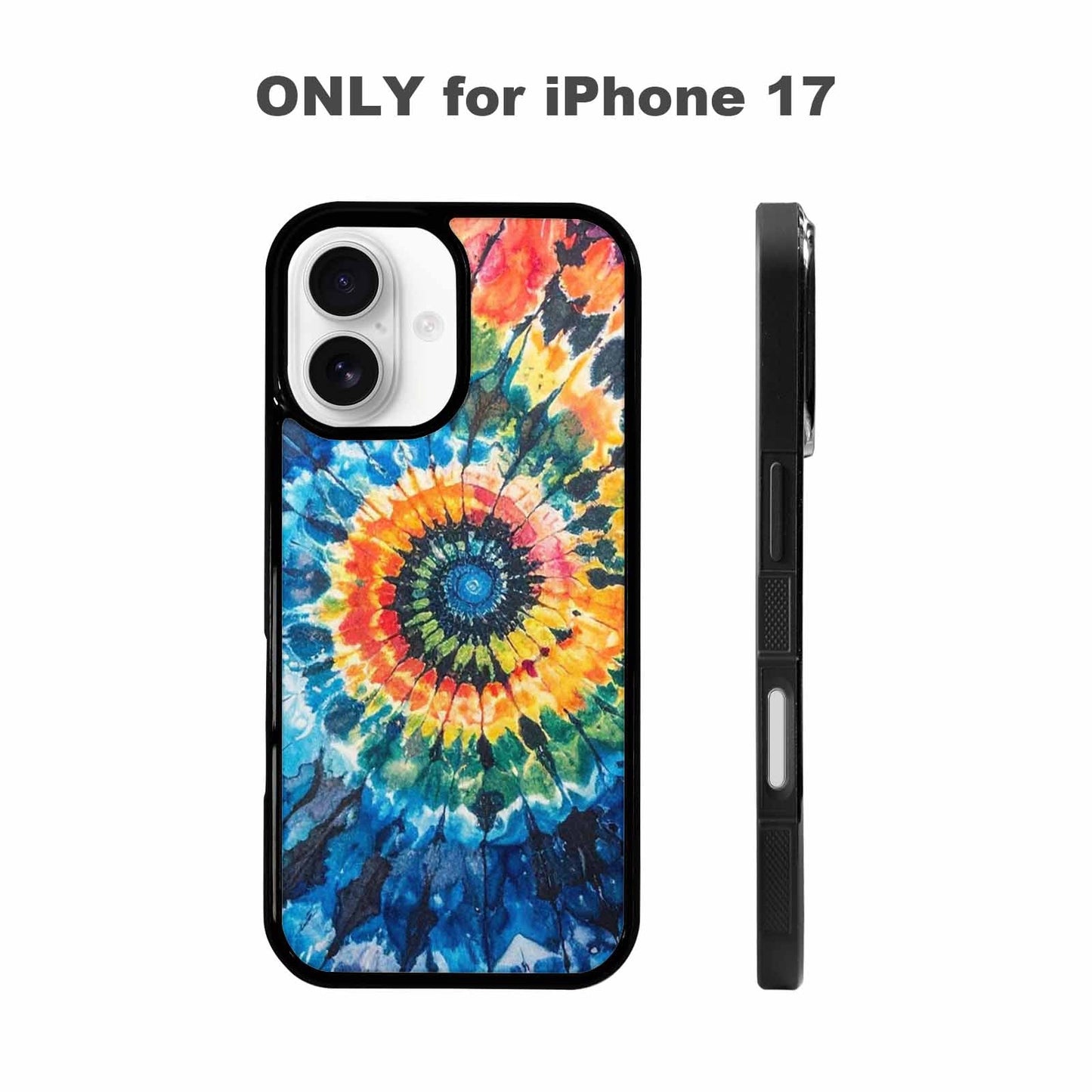 iPhone 17 Case — Black &amp; Blue Ink Tie Dye, Custom Printed Phone Case
